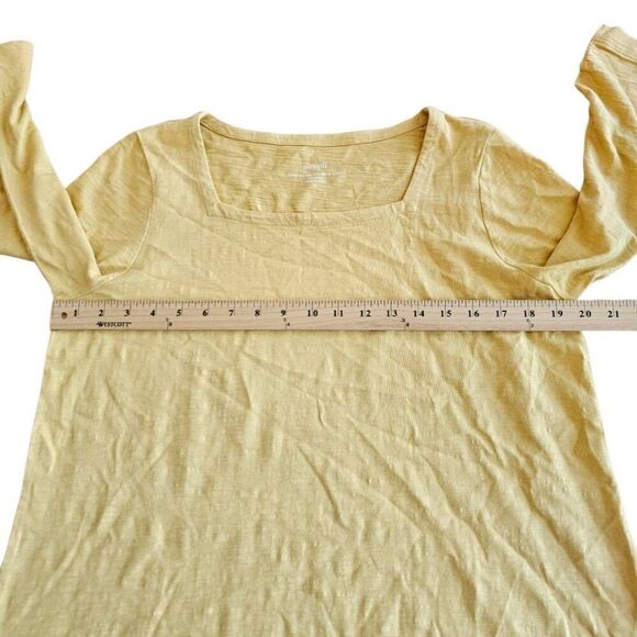 J jill pure jill womens Sz M mustard yellow square neck tunic top 100%cotton - Picture 4 of 6